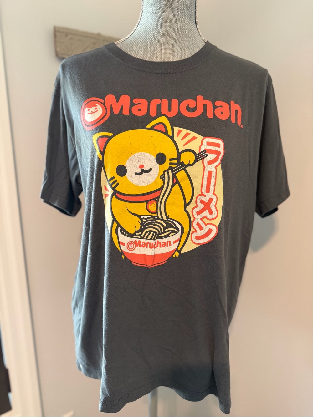 MARUCHAN Cat Eating Ramen Graphic Short Sleeve T-Shirt
